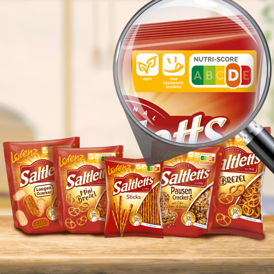 Nutri-Score auf Lorenz Saltletts Produkten
